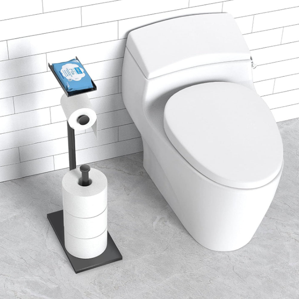 Standing Toilet Paper Holder Stand with Phone Holder Tissue Roll Rack Bathroom Accessories
