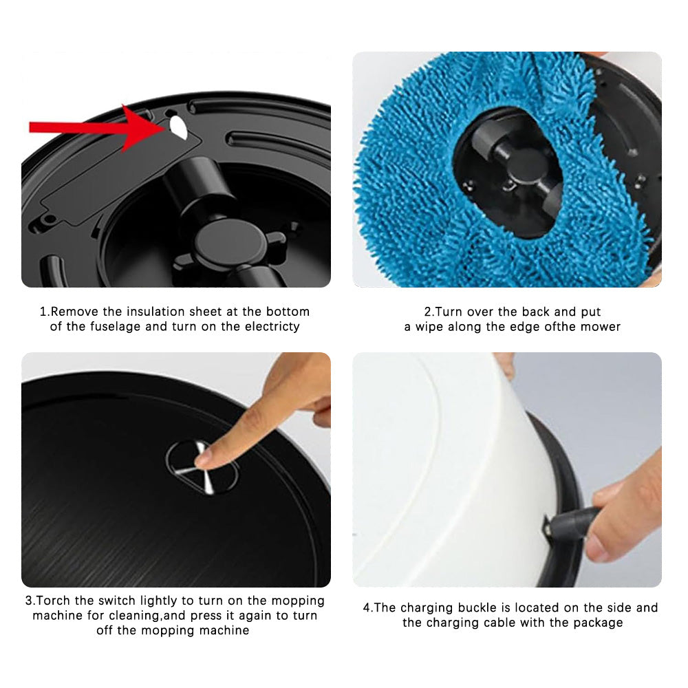 Automatic Vacuum Cleaner Intelligent Wet Dry Sweeping Robot Cleaner for Smooth Hard Floors Black
