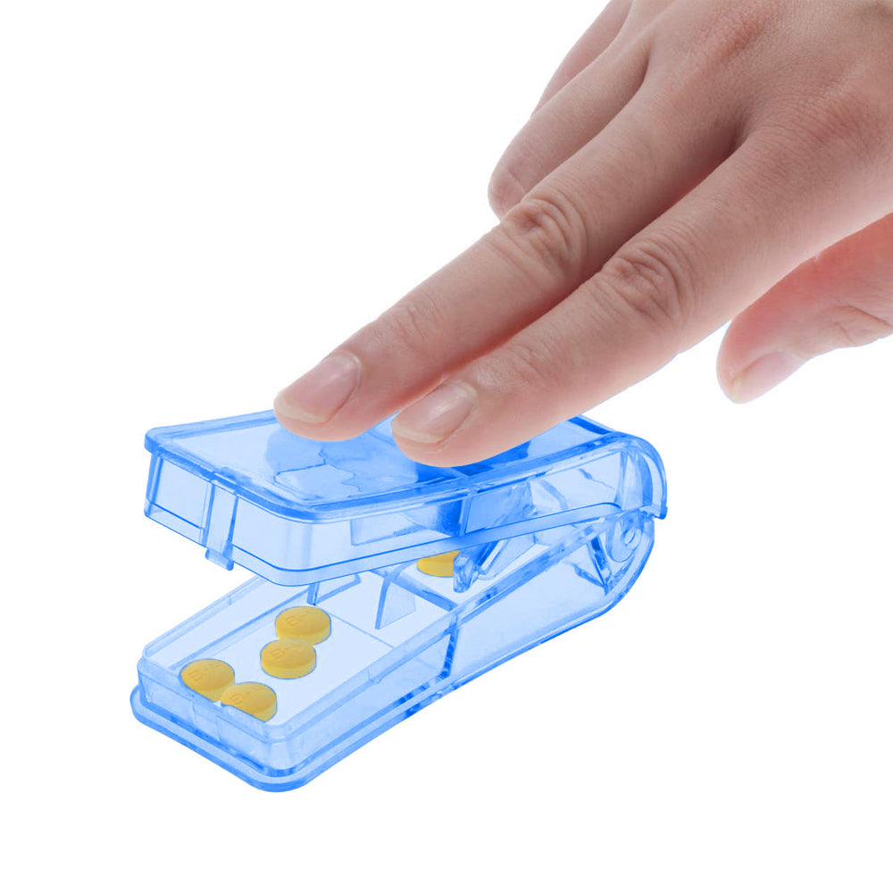 Set of 3Pcs Portable 2-in-1 Pill Cutter Guard Mini Pill Splitter Small Large Tablet Divider Pill Case