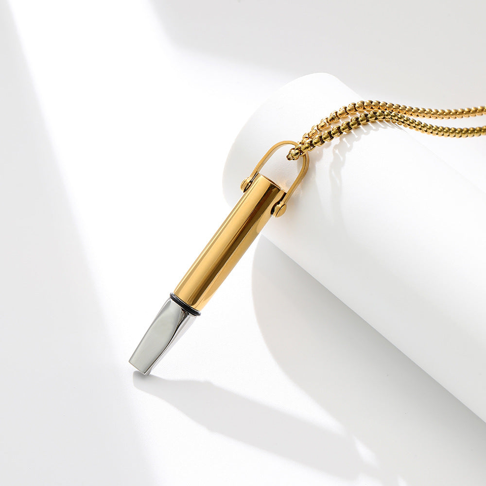 Mindfulness Breathing Necklace Stress Relief Pendant Stainless Steel Anxiety Breathe Necklace Gold