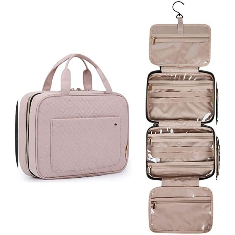 Hanging wash Bag Portable Cosmetic Bag with Hanging Hook -Pink