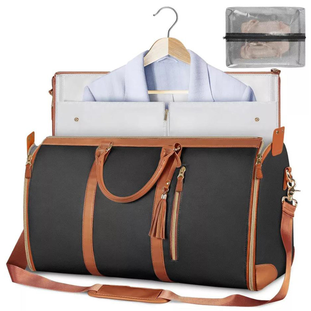 Foldable Duffel Bag Travel Garment Bag with Mini Pocket Black