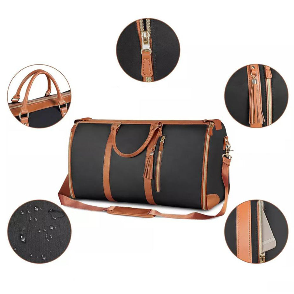 Foldable Duffel Bag Travel Garment Bag with Mini Pocket Black