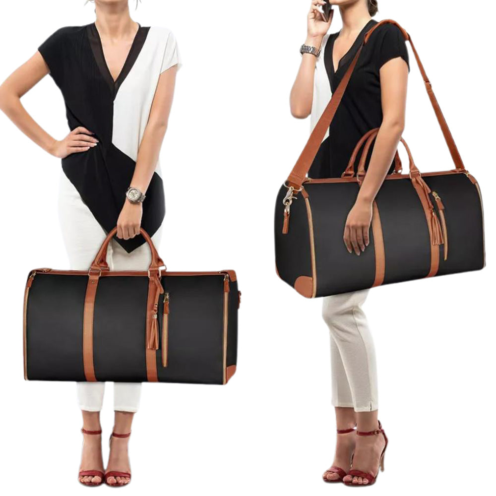 Foldable Duffel Bag Travel Garment Bag with Mini Pocket Black