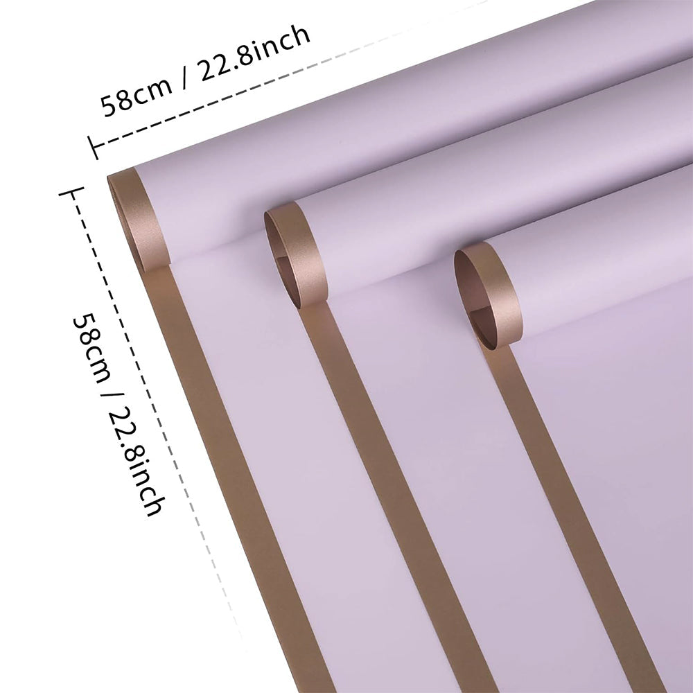 Set of 20 Sheets Flower Wrapping Paper Waterproof Floral Bouquet Packaging Paper for Wedding Birthday DIY Purple