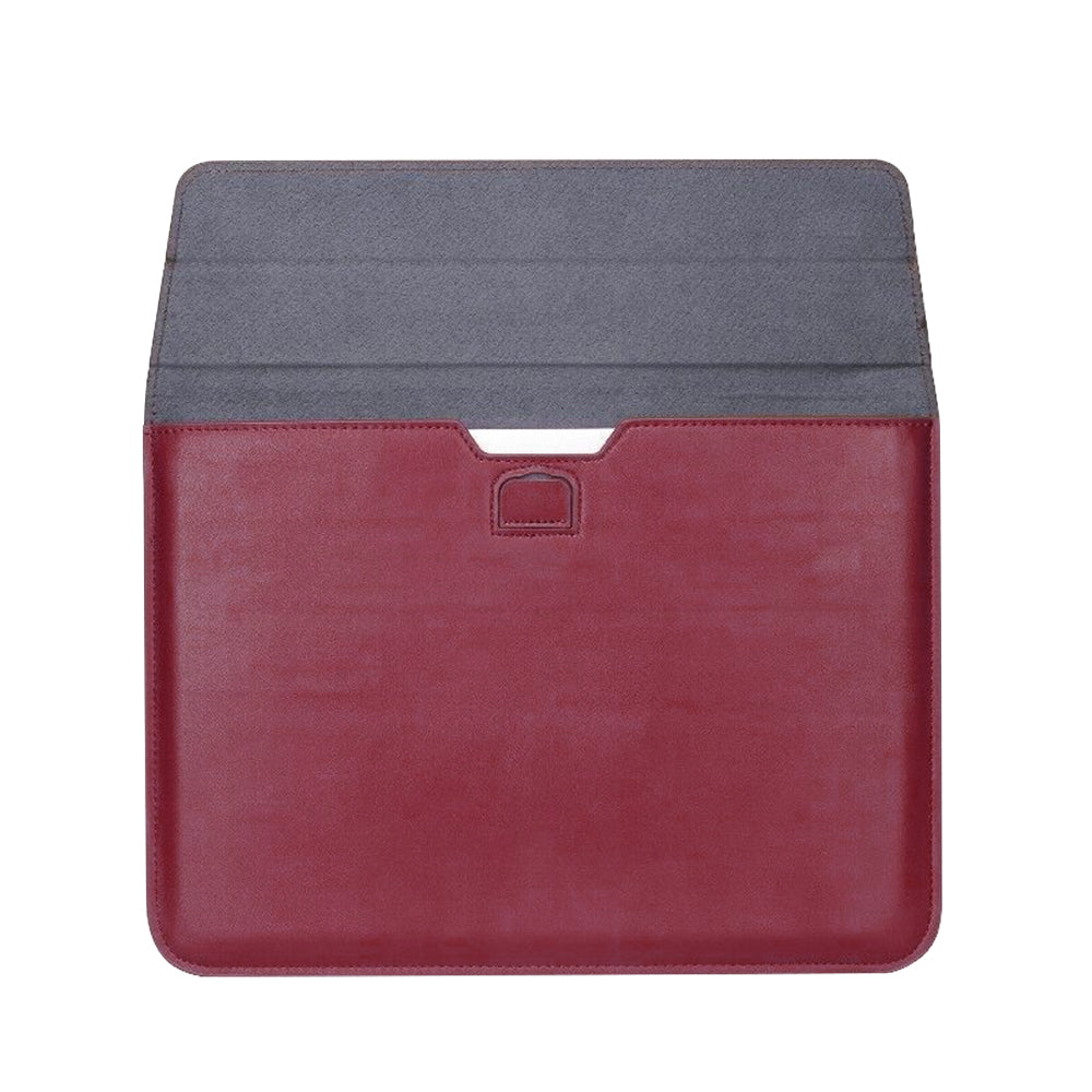 For Macbook PU Leather Macbook Case Wear Resistant Sleeve Cover with Stand Wine Red