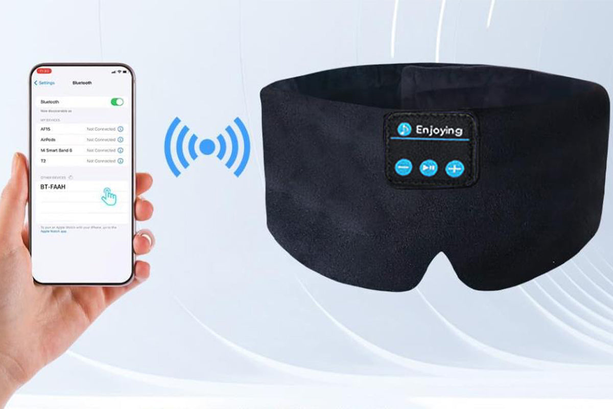 Bluetooth Sleep Mask with Headphones Music Eye Mask for Sleeping Travel Meditation -Black