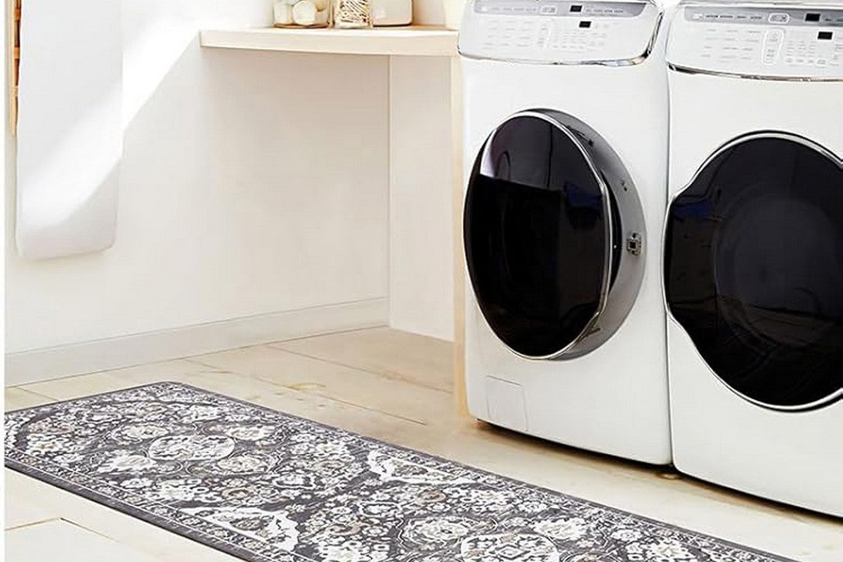 2Pcs Boho Anti-Fatigue Kitchen Mats Non-Slip Cushioned for Kitchen Sink Laundry -Black