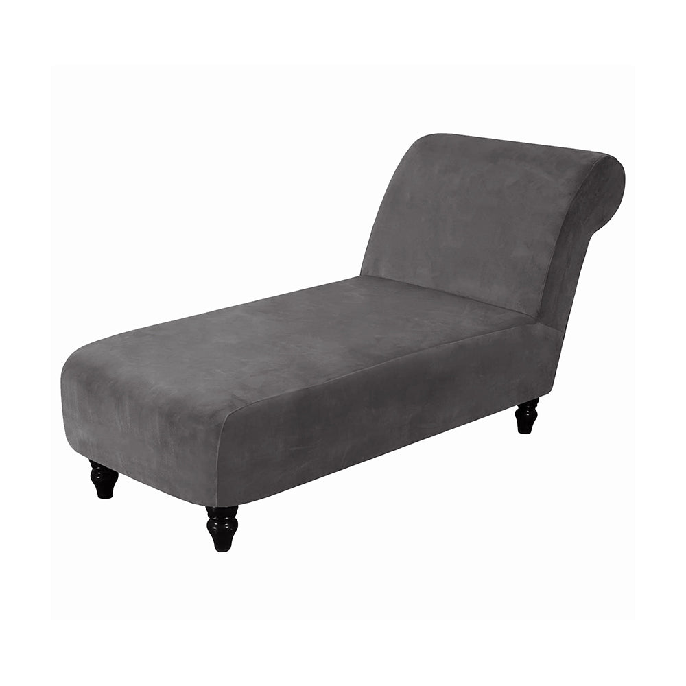 Velvet Armless Lounge Chaise Slipcover Stretch Chaise Couch Cover -Grey