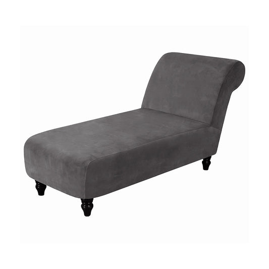 Velvet Armless Lounge Chaise Slipcover Stretch Chaise Couch Cover -Grey