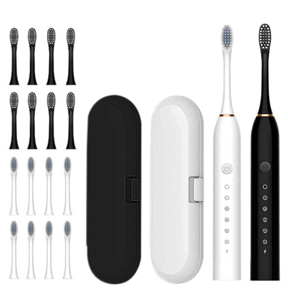 Couple's Electric Toothbrush Set with 2 Handles & Travel Case Style 2