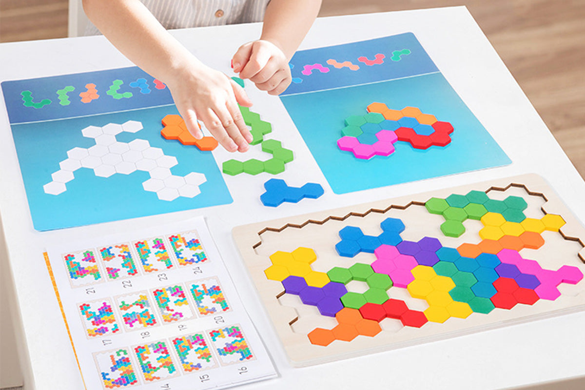 Wooden Tangram Puzzle Set STEM Educational Logic IQ Game Montessori Toy