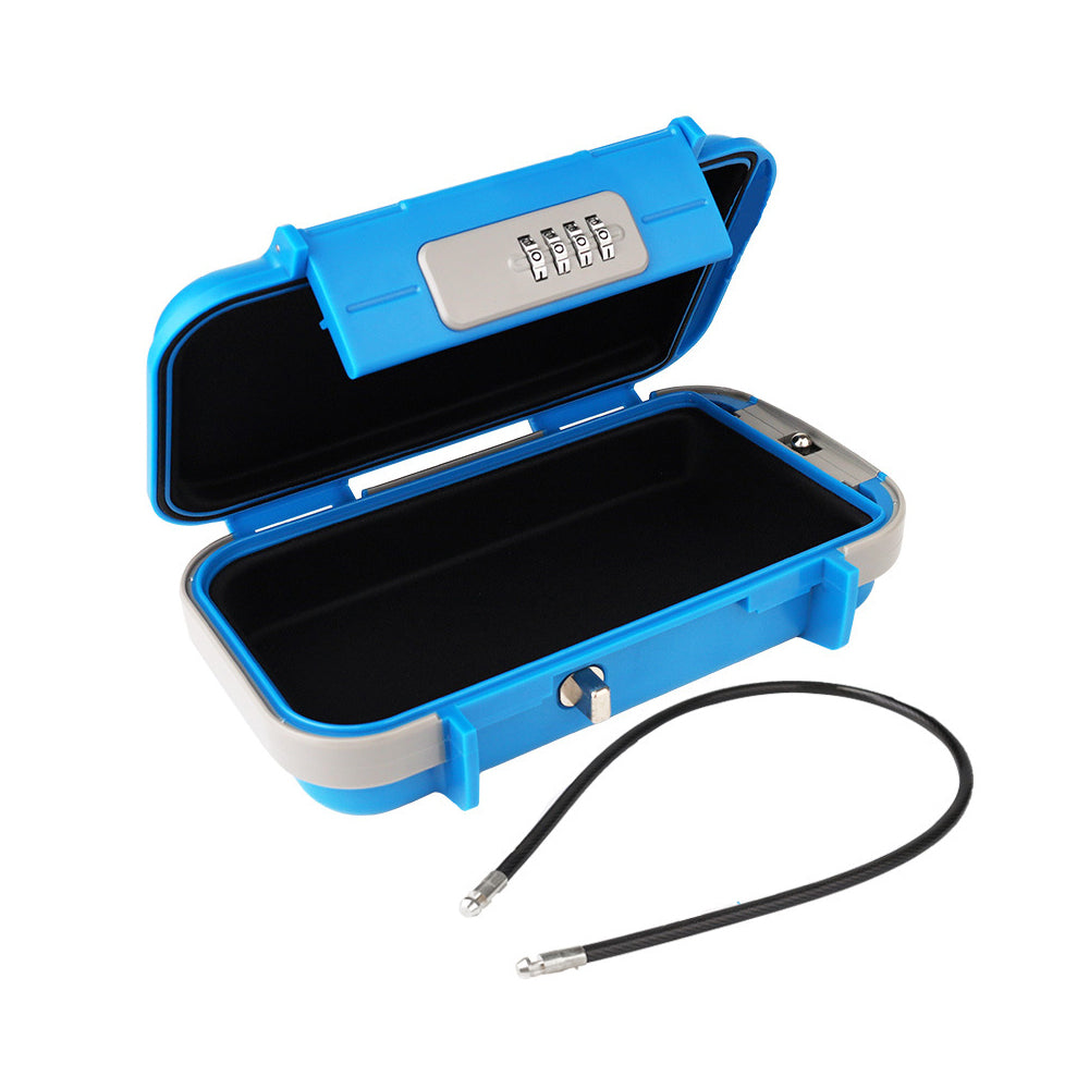 Portable Safe Box Combination Code Security Case LockBox with Removable Chain Blue