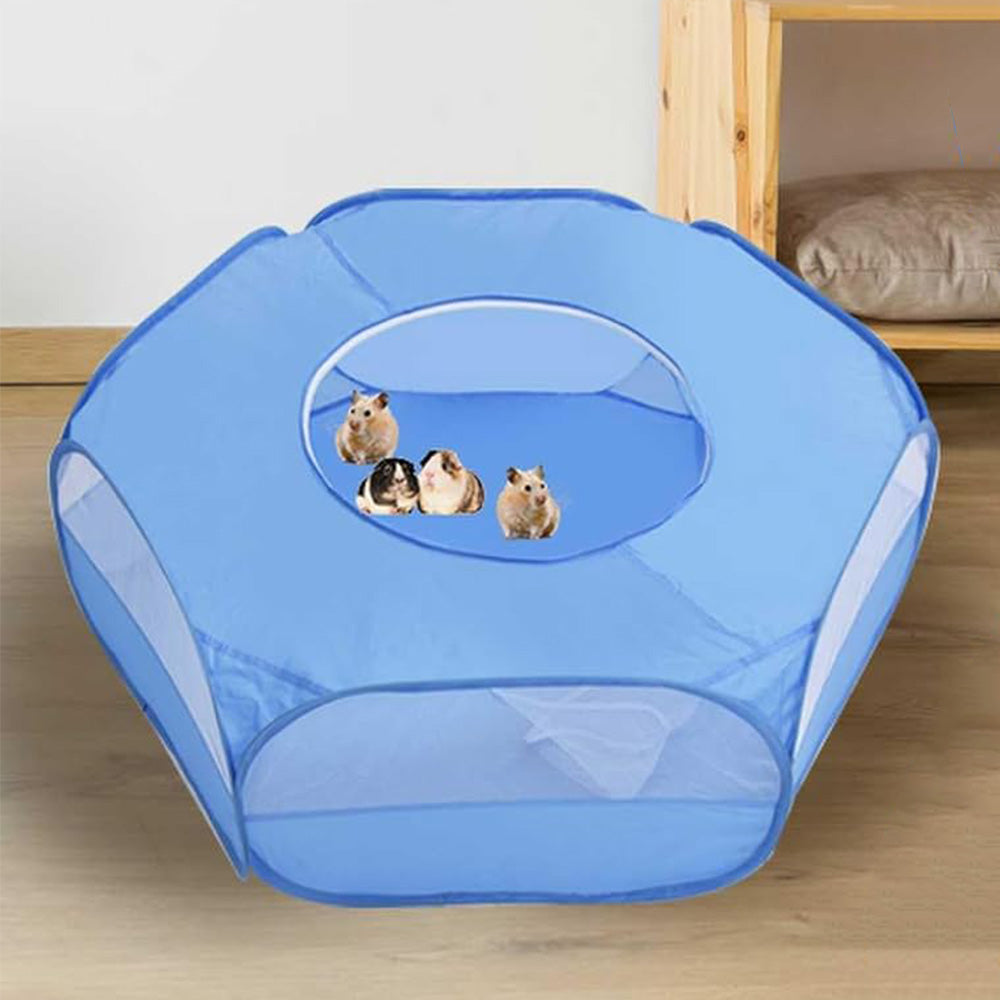 Portable Pop-Up Small Animal Playpen Foldable Pet Tent for Chick Hamster Rabbit Blue