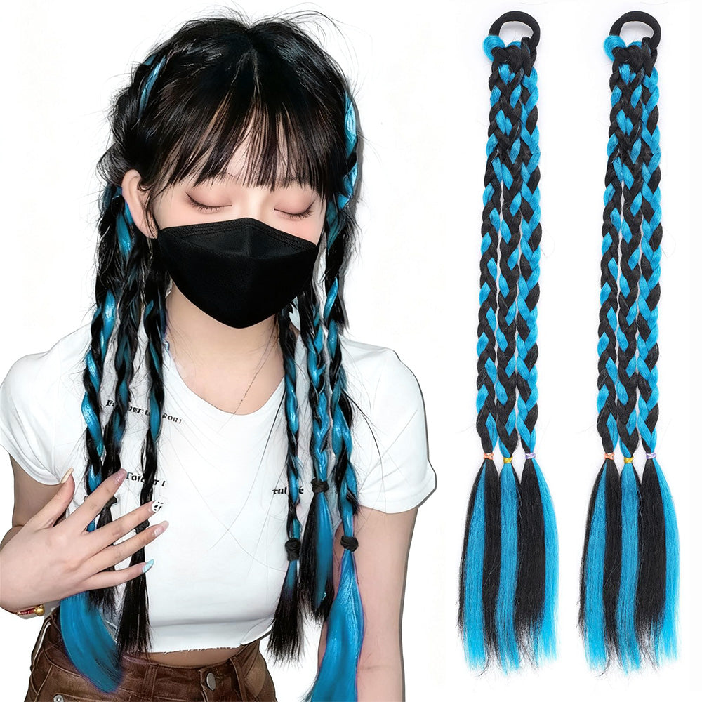 2PCS 45cm Three-Strand Braiding Hair for Wigs and Hair Extensions DIY Styling Blue