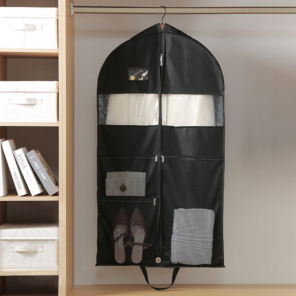 Travel Hanging Garment Bag with Zipper Pocket Dustproof Foldable Suit Bag for Suits Dresses Coats
