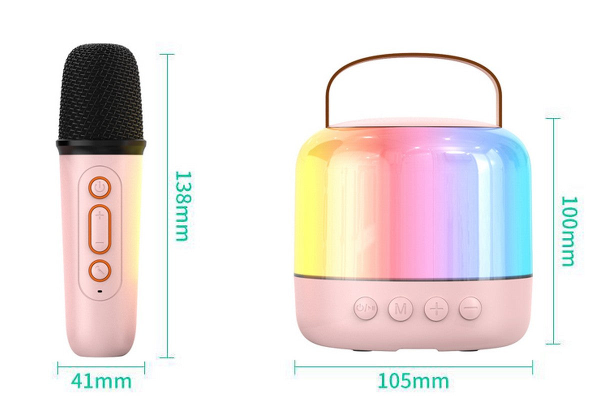 Mini Karaoke Machine for Adults Portable Bluetooth Speaker with 2 Wireless Microphones Christmas Birthday Holiday Toy Gifts-Pink