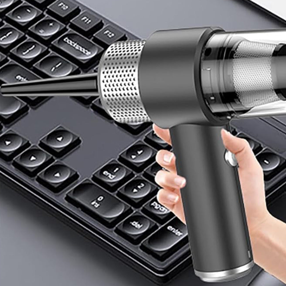 4-in-1 Handheld Car Vacuum Cleaner Portable Cordless Air Duster with LED Light for Car Home Office Black