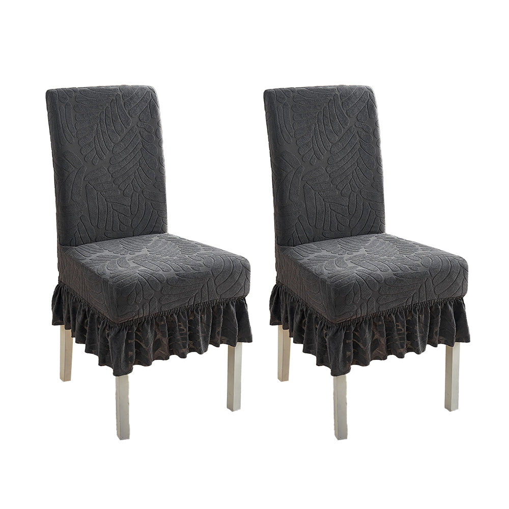 2Pcs Ruffled Skirt Stool Slipcover Stretch Spandex Chair Protectors Short Kitchen Chair Seat Cover -Grey