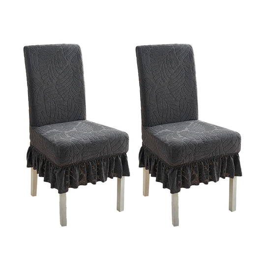2Pcs Ruffled Skirt Stool Slipcover Stretch Spandex Chair Protectors Short Kitchen Chair Seat Cover -Grey
