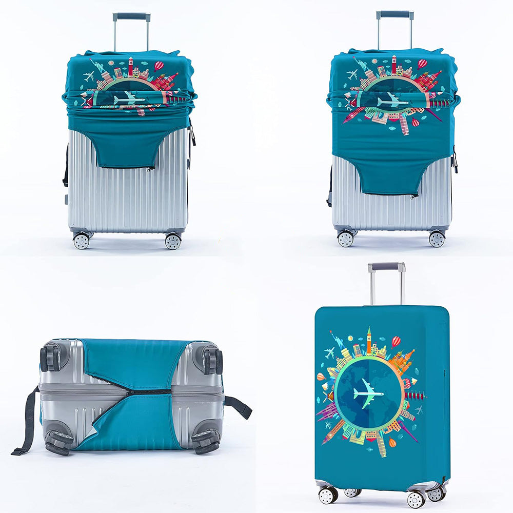 Elastic Protective Luggage Cover Stretchable Travel Suitcase Protector Green