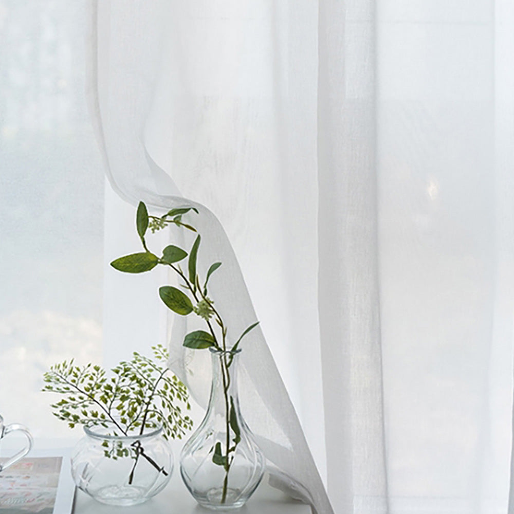 2-Panel 210x134cm Voile Curtain Window Drape Sheer Curtain with Rod-Holes White