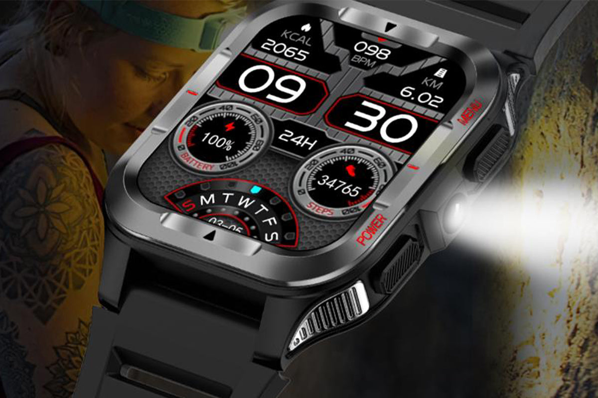 Smart Watches for Men Fitness Tracker with Call Function 100+ Sport Modes Flashlight-Black