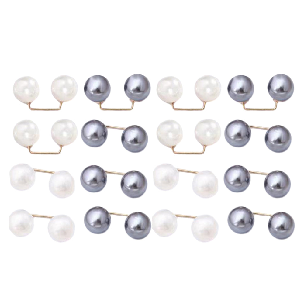 16Pcs Brooch Pins Anti-Exposure Neckline Safety Pins Artificial Pearl Clips for Women Girls Style 4