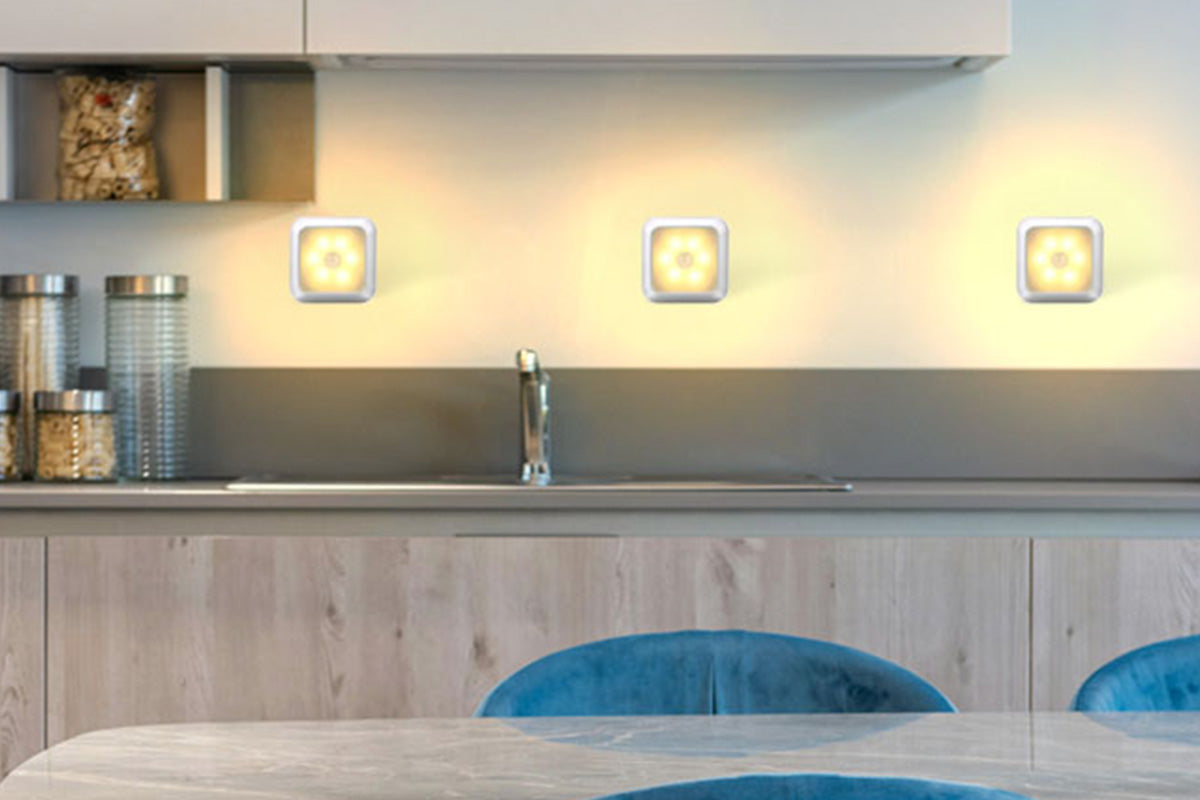 LED Motion Sensor Night Light Cabinet Closet Stair Wall Lamp Light Cordless Light-Warm Yellow