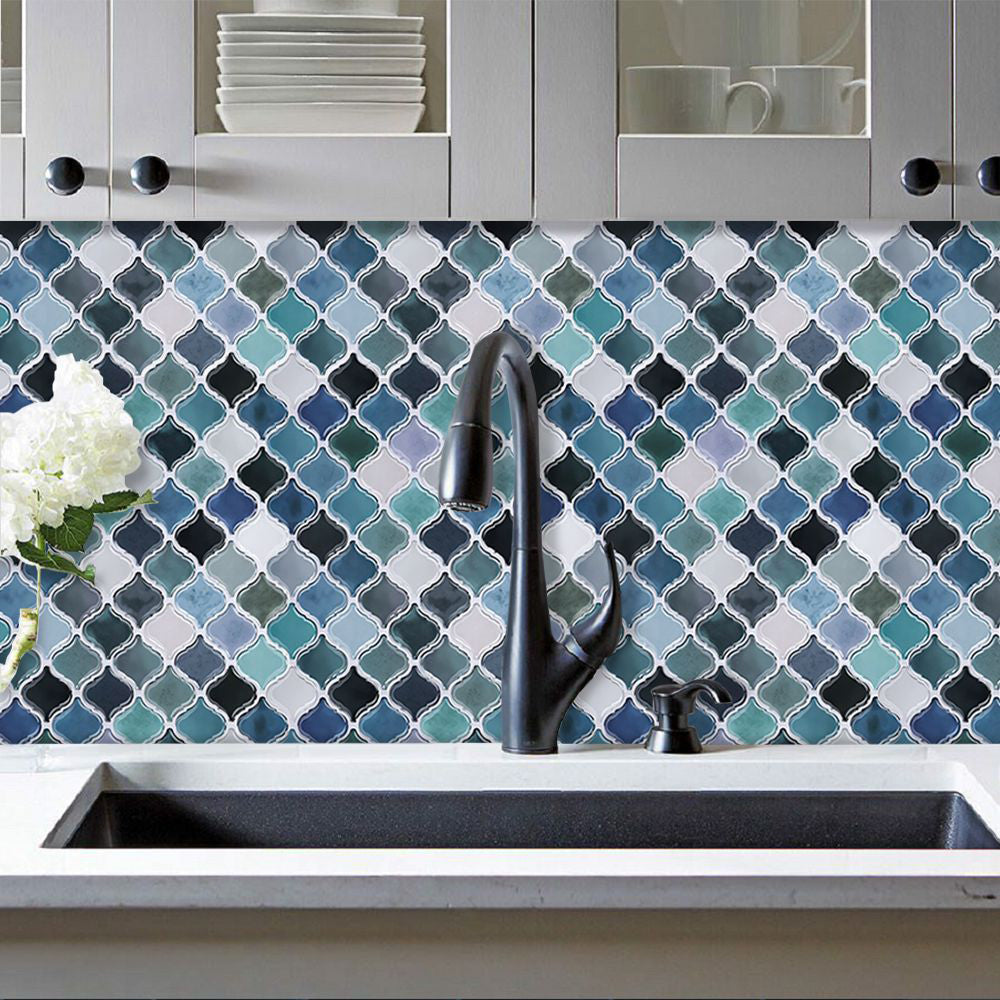 Mosaic Self-Adhesive Waterproof Tile Stickers Removable Decal for Kitchen Bathroom -Blue