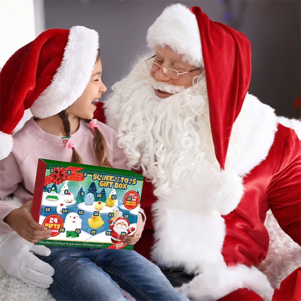 24 Days Mochi Animals Christmas Advent Calendar Squishy Toys Xmas Party Favor for Kids