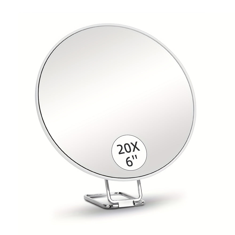 Travel Magnifying Makeup Mirror with Adjustable Stand and Suction Cup White