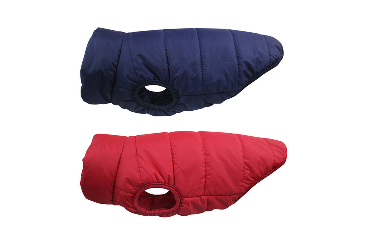 7Pcs Warm Dog Jacket Cold Weather Coat Warm Doggie Clothes Waterproof Dog Vest-Navy And Red