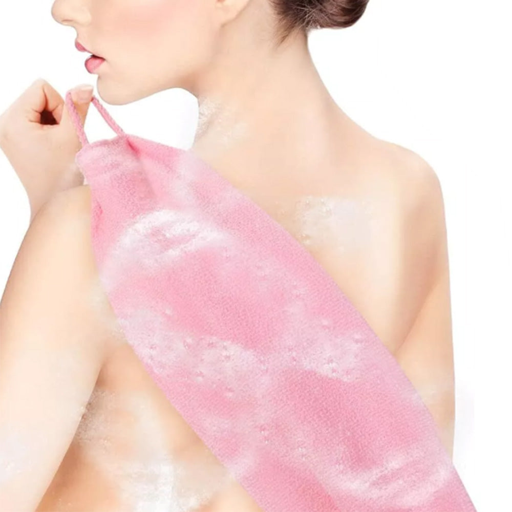Exfoliating Shower Bath Gloves Back Scrubber Set for Body Face Dead Skin Removing Pink