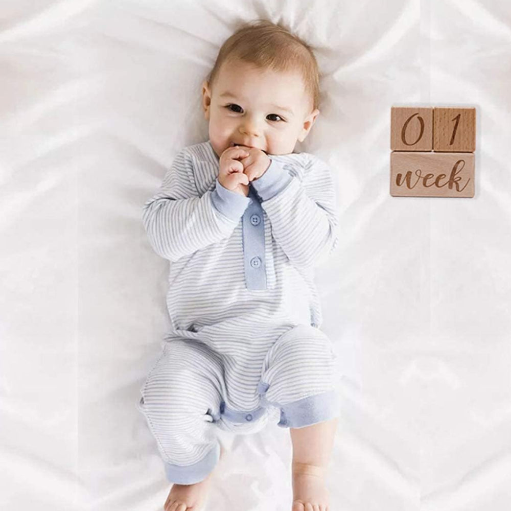 6Pcs Set Wooden Baby Milestone Blocks Cute Photo Props for Baby Shower Keepsake