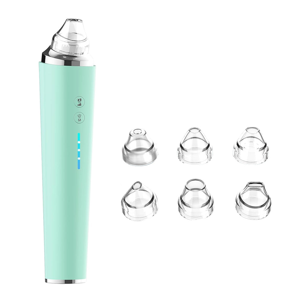 Blackhead Remover Pore Vacuum Visual Facial Pore Cleanser with 6 Suction Heads Green