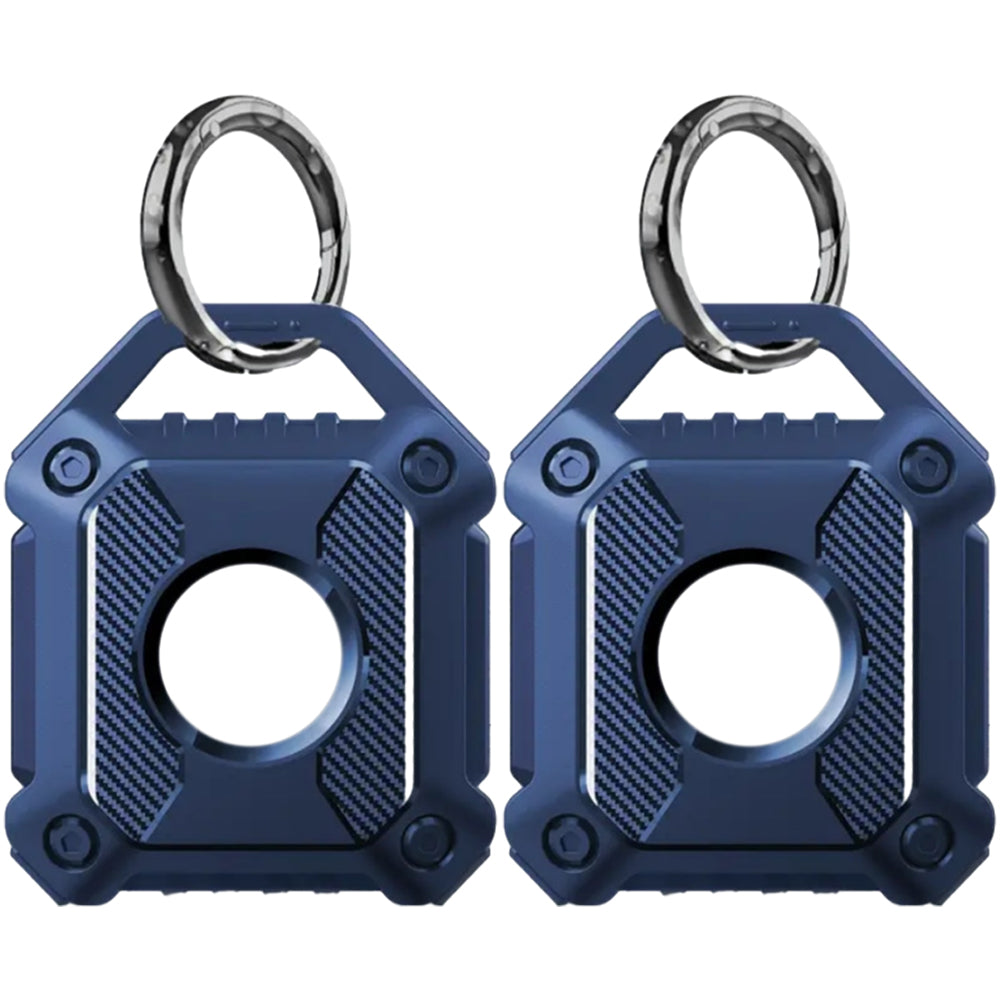 2Pcs For Apple AirTag Protective Case Water-Resistant TPU Full Cover with Key Ring Royal Blue