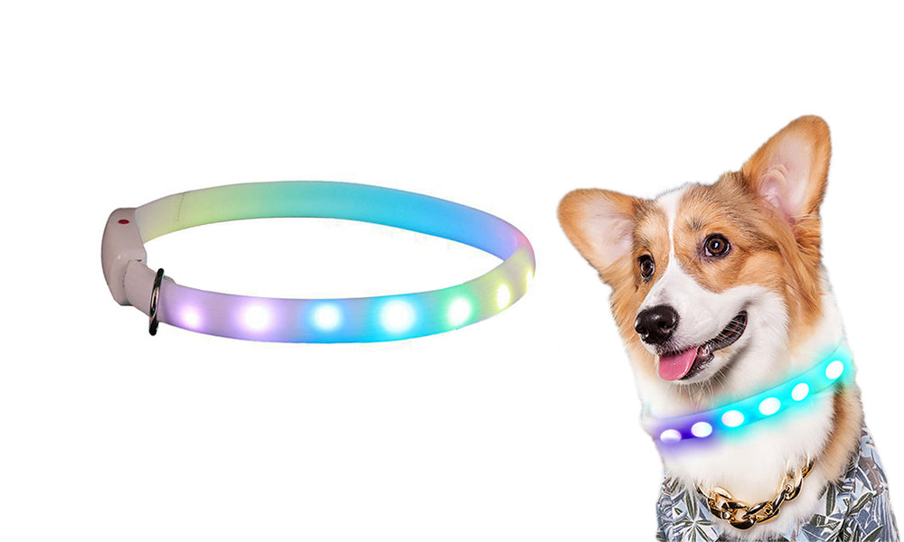 USB Rechargeable Waterproof Cuttable Led Dog Necklace Lighted Collar For Night Walking