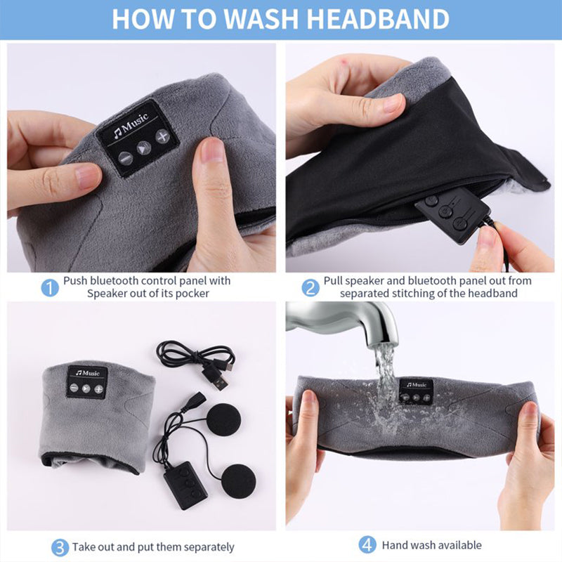 Sleep Mask Eye Mask White Noice 5.2 Bluetooth Headphones Wireless Music Sleep Eye Mask -Gray