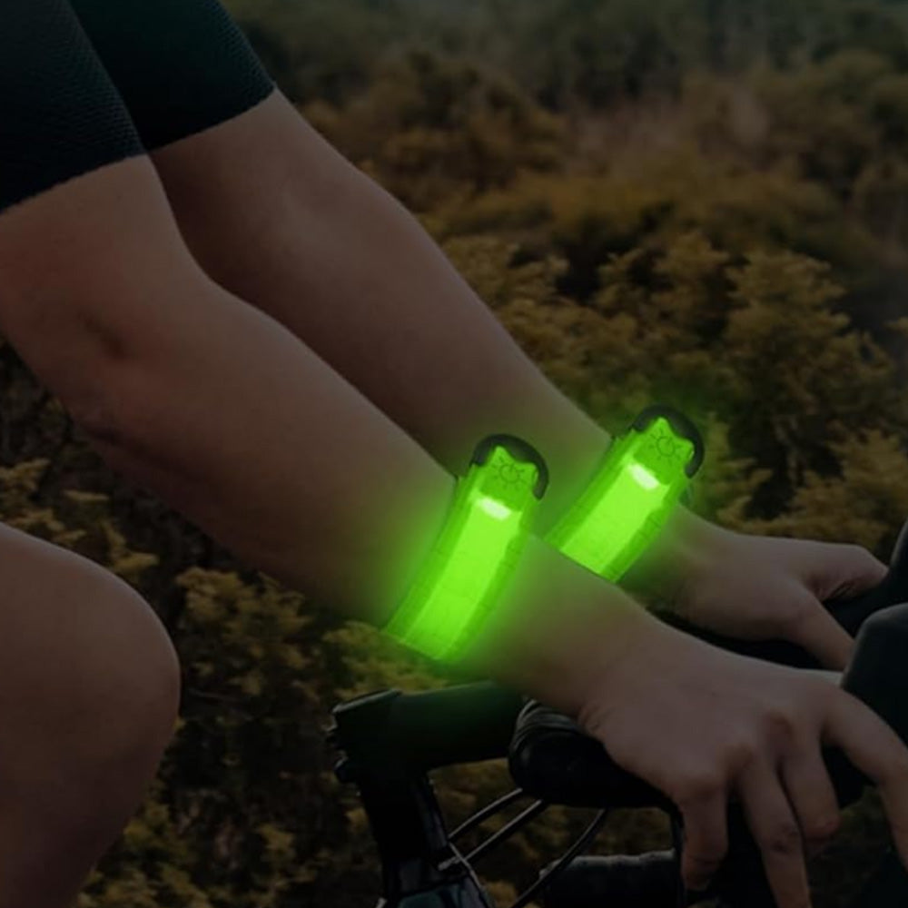 2Pcs Rechargeable  Glowing Bracelet LED Slap Wristband Night Running Security Armband Strap Green