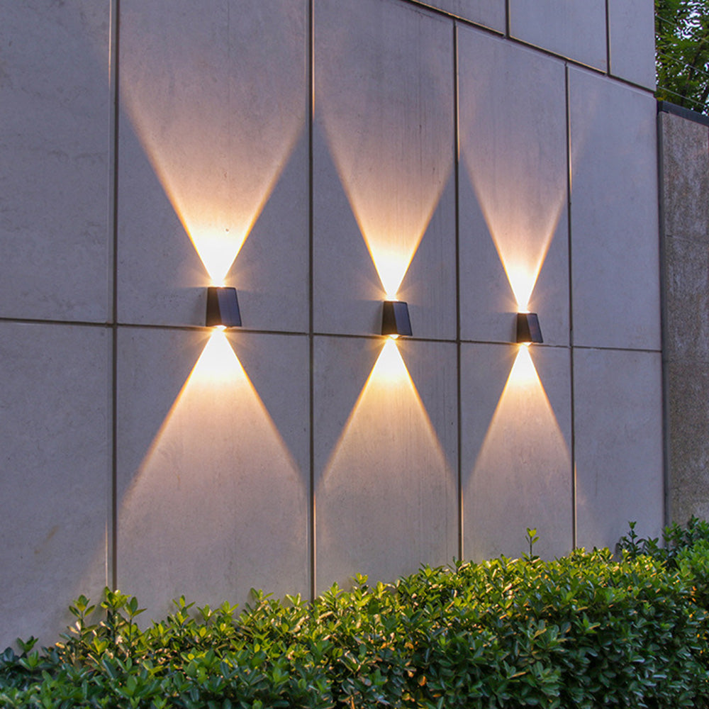 2Pcs Solar Wall Lights Outdoor Up and Down Sconce Lights for Garden Patio Garage Porch Warm