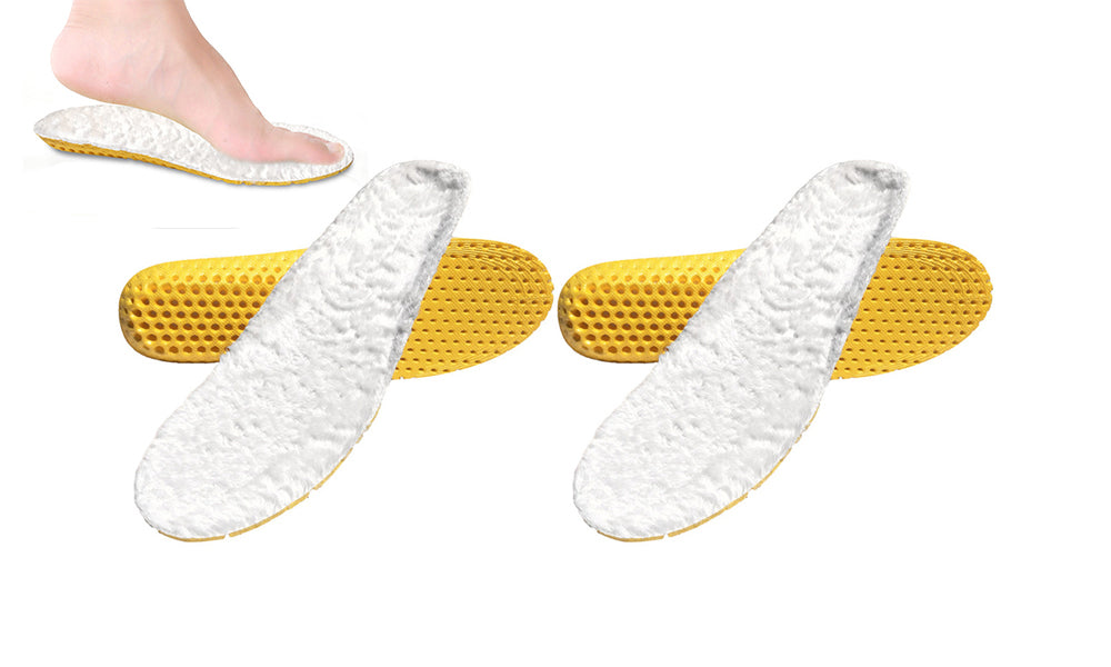 2Pcs Sport Wool Blend Insoles Pain Relief Orthotics Plantar Fasciitis High Arch Support Insoles-White