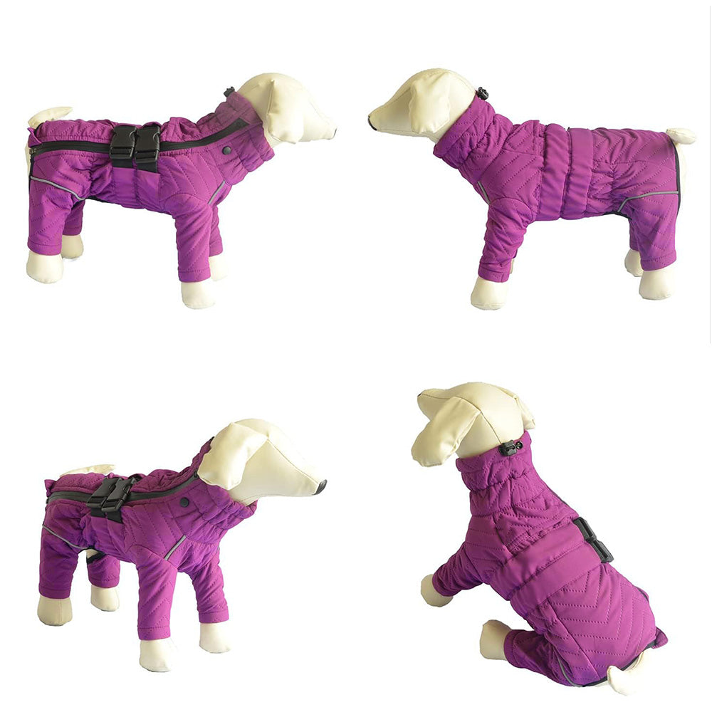 Warm Dog Vest Reflective Coat Windproof Winter Jacket for Pet Dogs Purple
