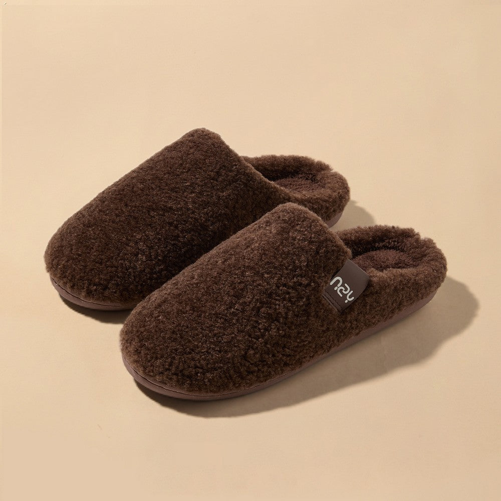 Women's Fuzzy Slip-on Slippers Comfy Lightweight House Scuff Slippers Closed Toe-Brown