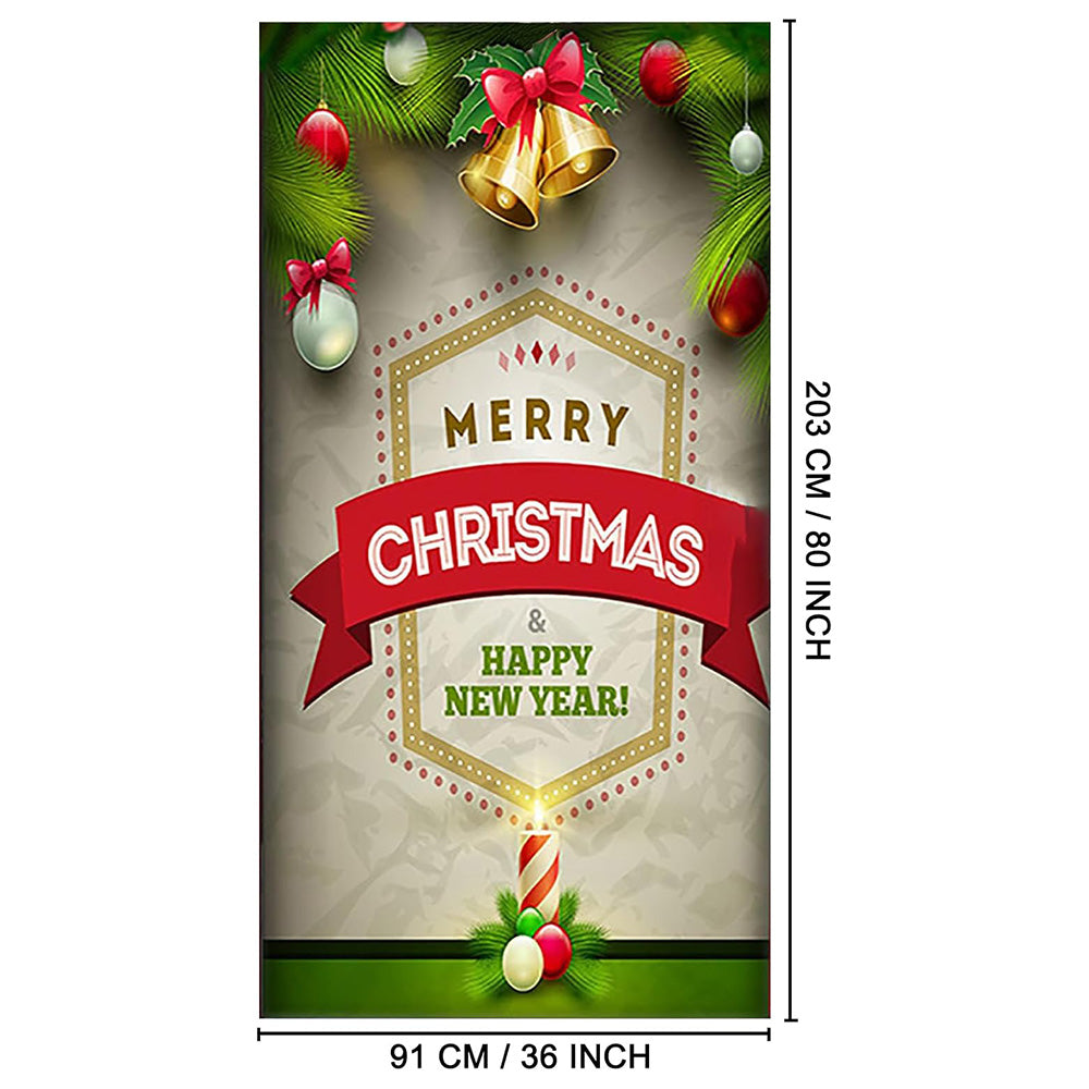 Christmas Door Cover Background Cloth Porch Backdrop Banner for Home Holiday Party Decoration Style 1
