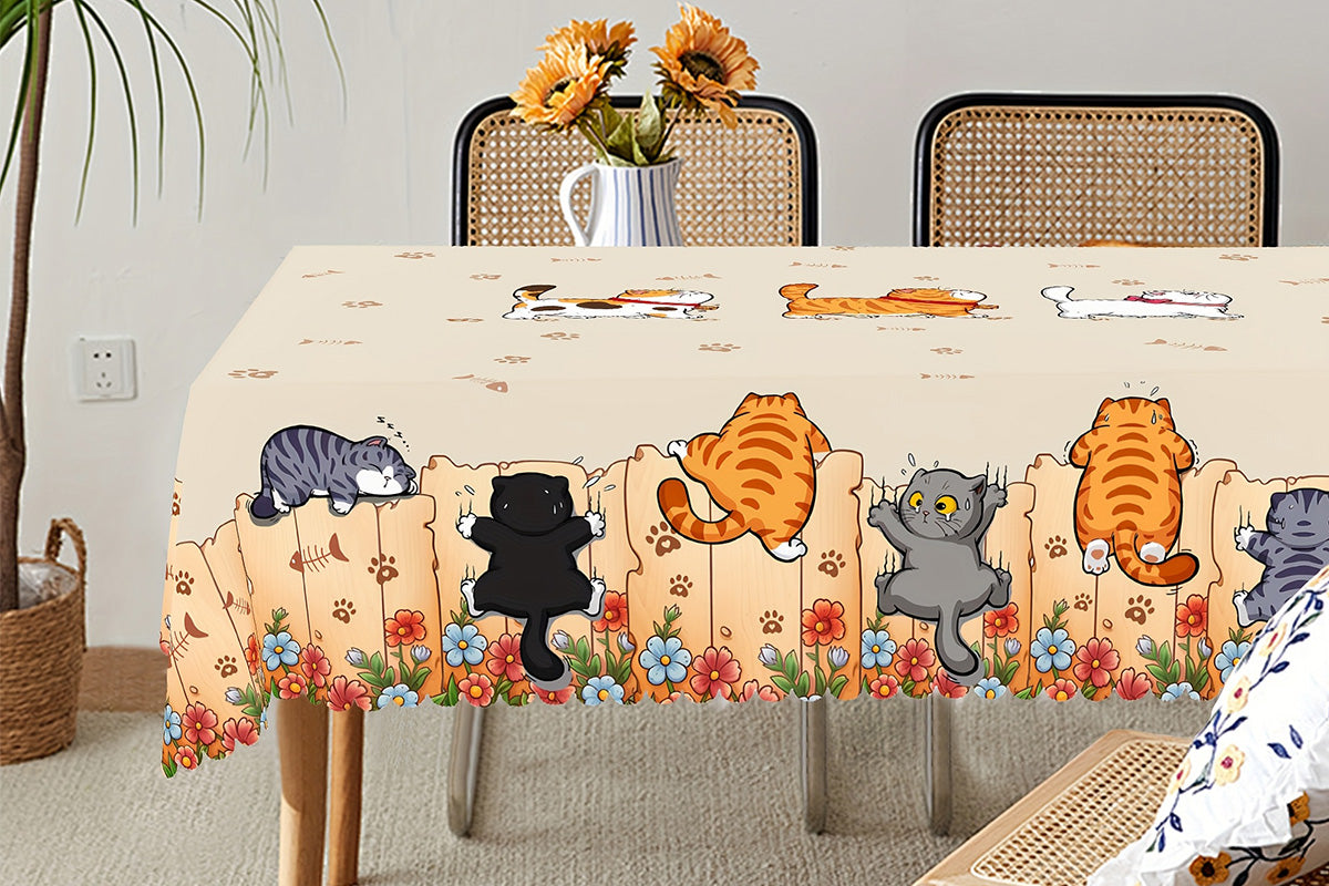 Cute Cat Tablecloth Dining Table Cover Polyester Tablecover -Rectangle Tablecloth