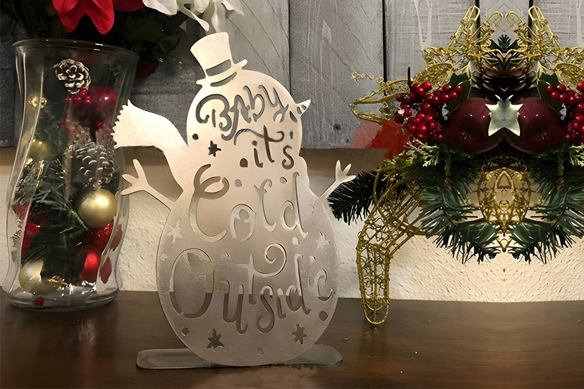 3Pcs Set Silvery Metal Christmas Snowman Home Interior Living Room Craft Ornaments Christmas Decor