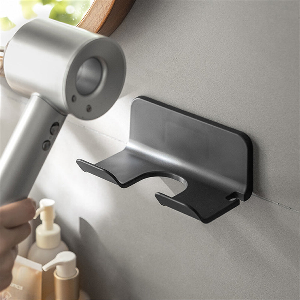 2PCS Wall Mounted Hair Dryer Holder with Cord Organizer Adhesive Blow Dryer Rack Black