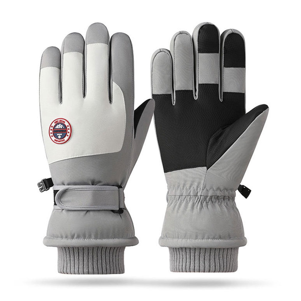 Pair of Touch Screen Sports Gloves Winter Warm Mittens Non-slip Ski Gloves Gray