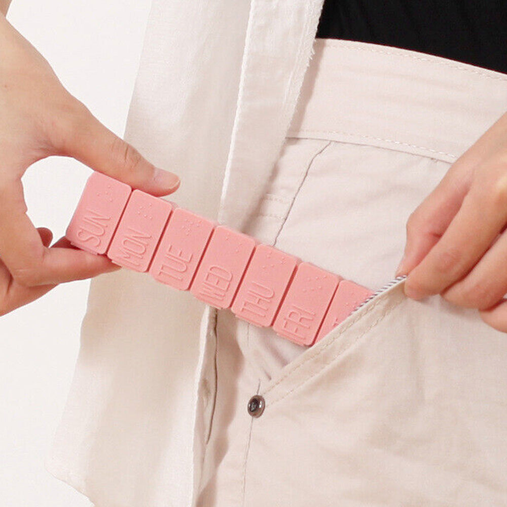 4 PCS Weekly Pill Organizer 7 Day Medicine Box with Compartments for Travel Home Pink